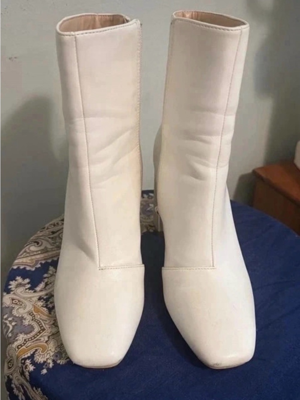 White Women's ankle Square-Toe Boots